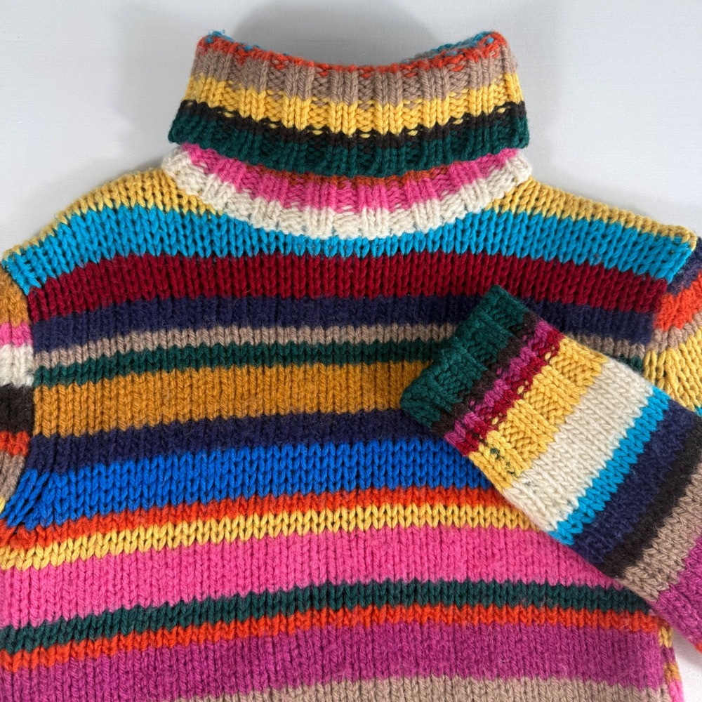 D&G Dolce & Gabbana Turtleneck Sweater Womens 44 Vintage‎ 1973 Rainbow Stripe